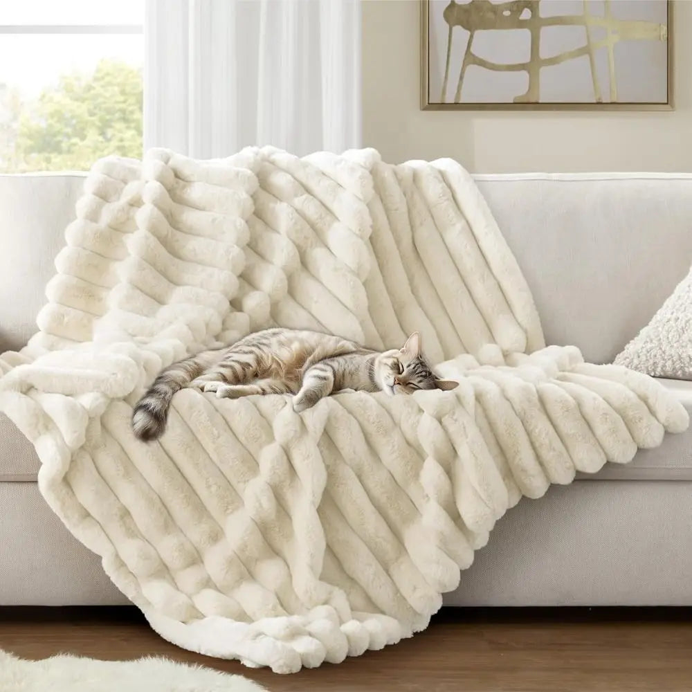 Double-Sided Jacquard Throw Blanket – Warm & Breathable Cotton-Bamboo Blend, 6 Colors