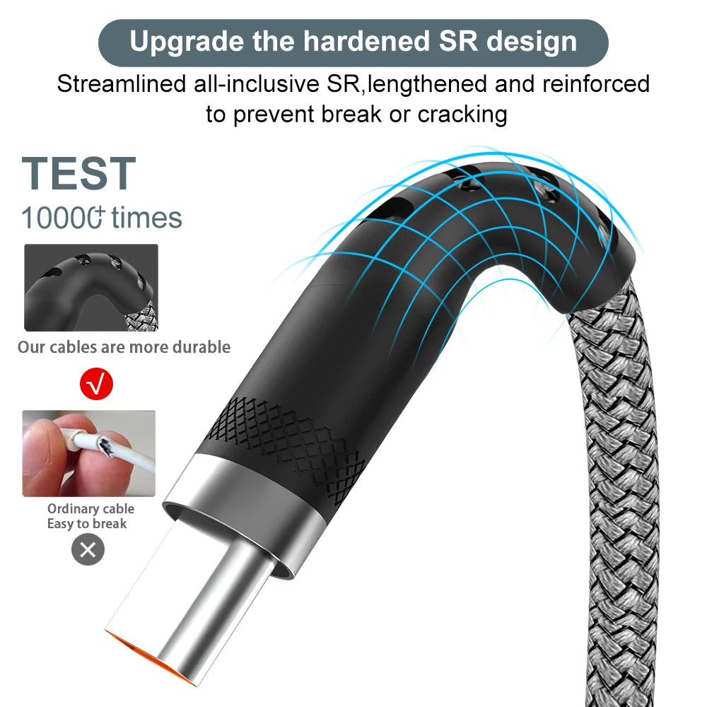 Charge Faster. Reach Further. — USB-A to USB-C 6A Super Fast Charging Braided Cable | 1m, 1.5m, 2m, 3m, 5m & 8m, CE Certified