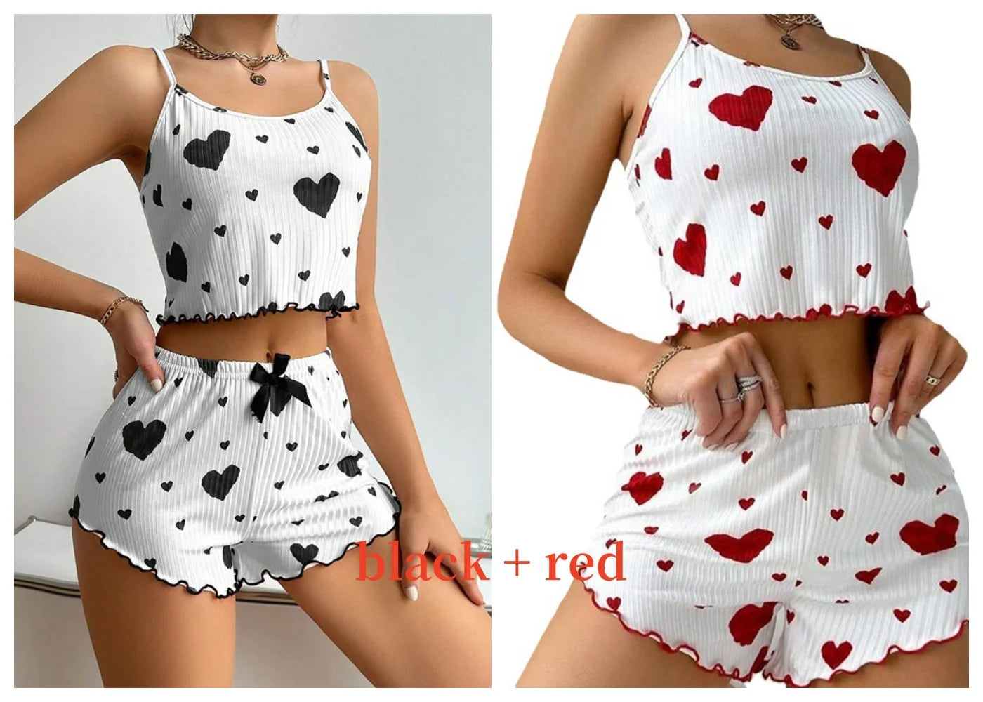 Women's 2-Piece Tank Top & Shorts Pajama Set | Soft Casual Love Print Sleepwear