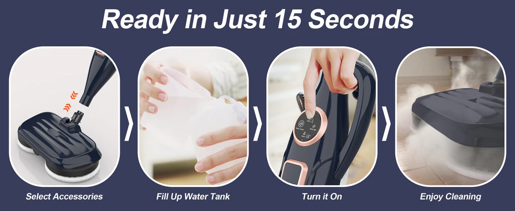 Devoac VM6 Steam Mop Cleaner — 10-in-1, 1300W, Rotating Spin Pad, 3 Steam Modes