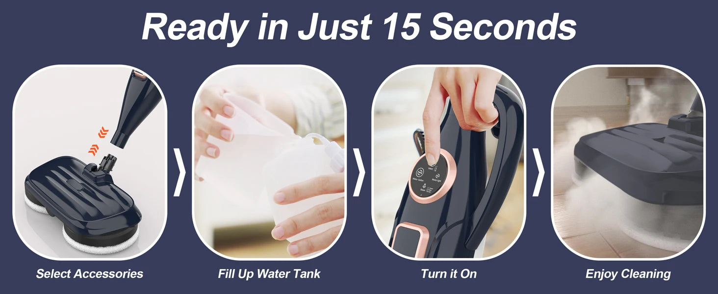 Steam Mop Cleaner with Rotating Mop Pad — 10-in-1, 1300W, 3 Steam Modes, Spin Scrubbing