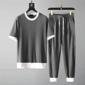 Men's Elastic Pleated Short-Sleeve & Nine-Point Pants Set – Breathable Summer Suit