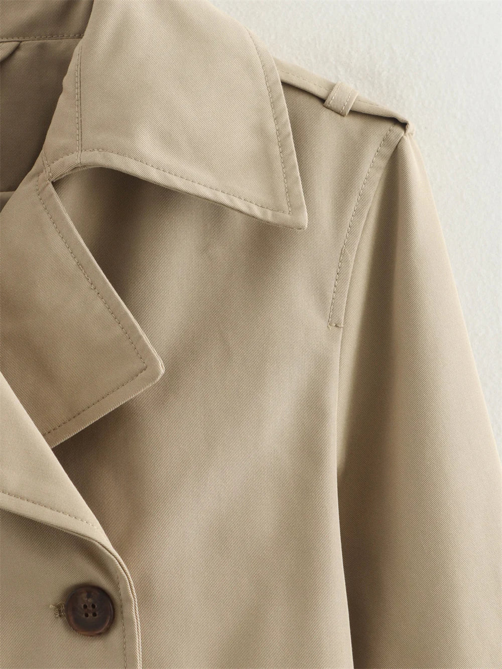 Women's Vintage Cropped Trench Jacket – Double-Breasted High-Waist Streetwear Coat