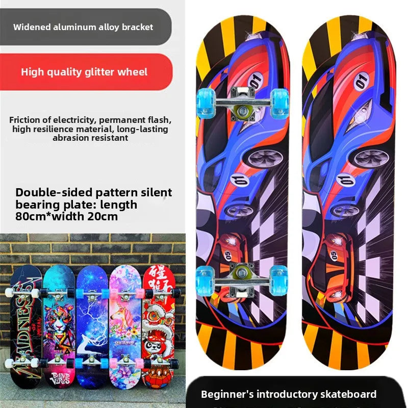 Pro All-Terrain Complete Skateboard – Aluminum Alloy & Carbon Fiber Deck, Beginner Longboard for Kids & Adults