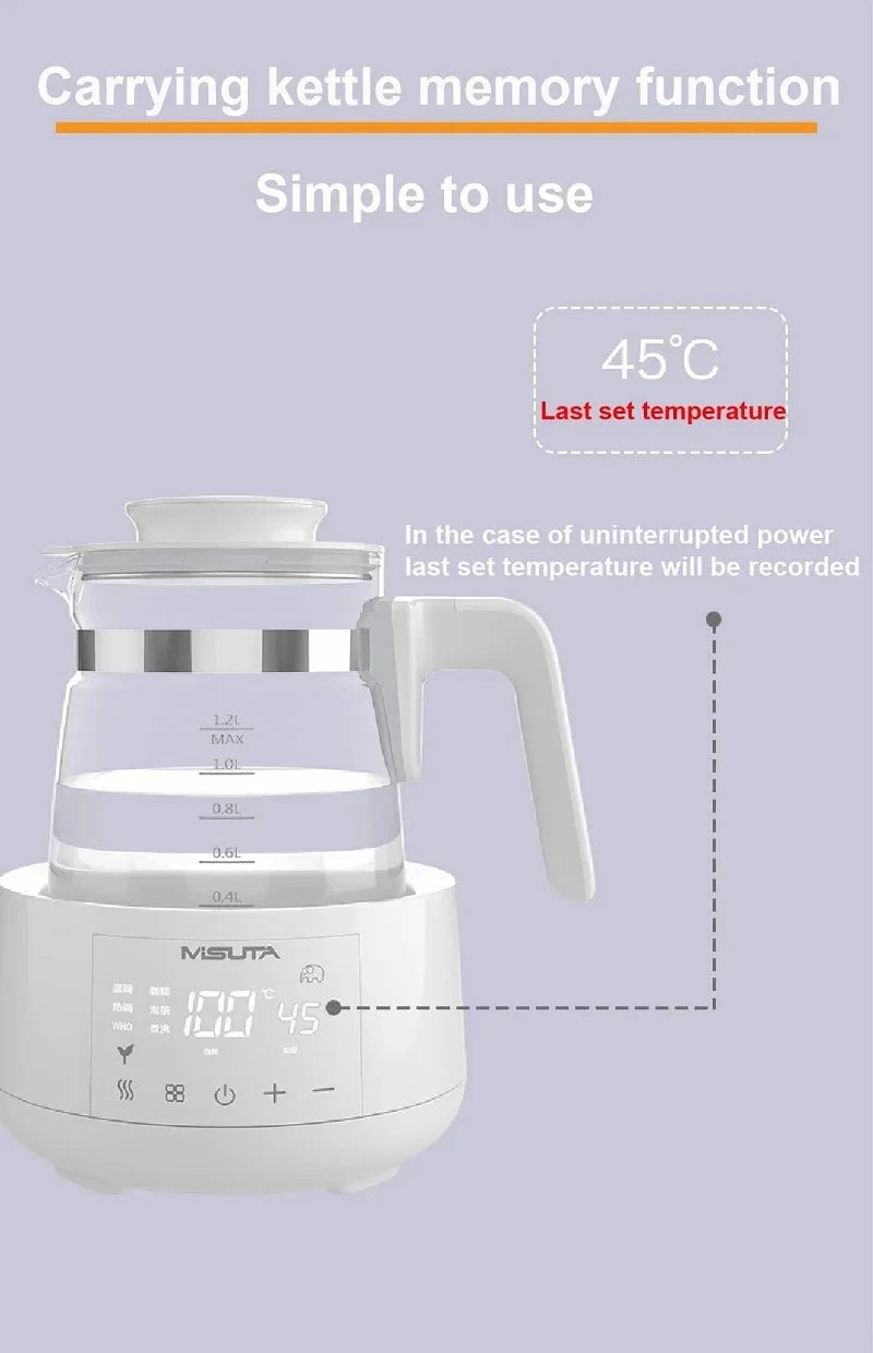 Smart Milk Warmer & Electric Kettle 1200ml — Constant Temperature Baby Bottle Warmer