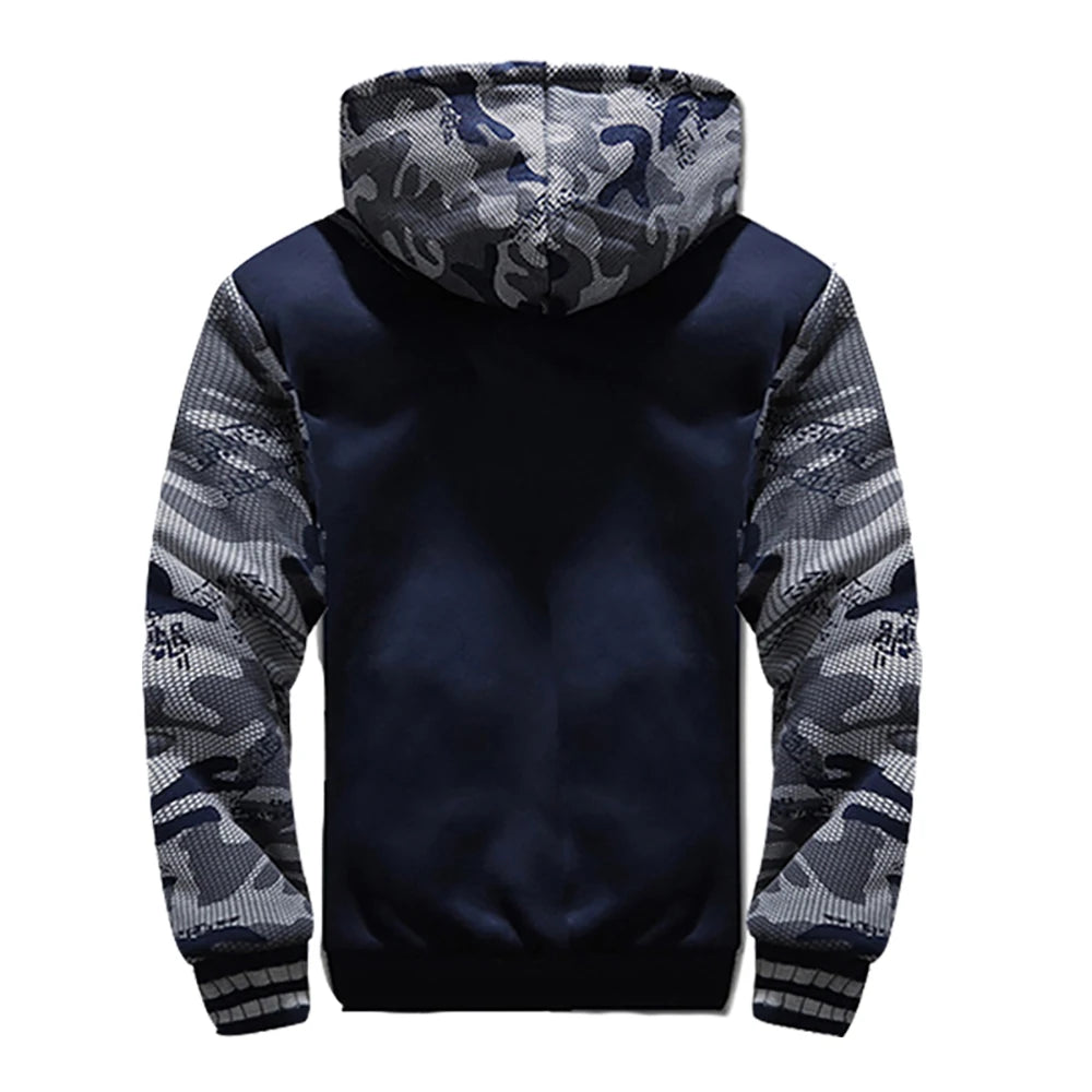 Men's Camouflage Fleece Jacket – Hooded Winter Layer