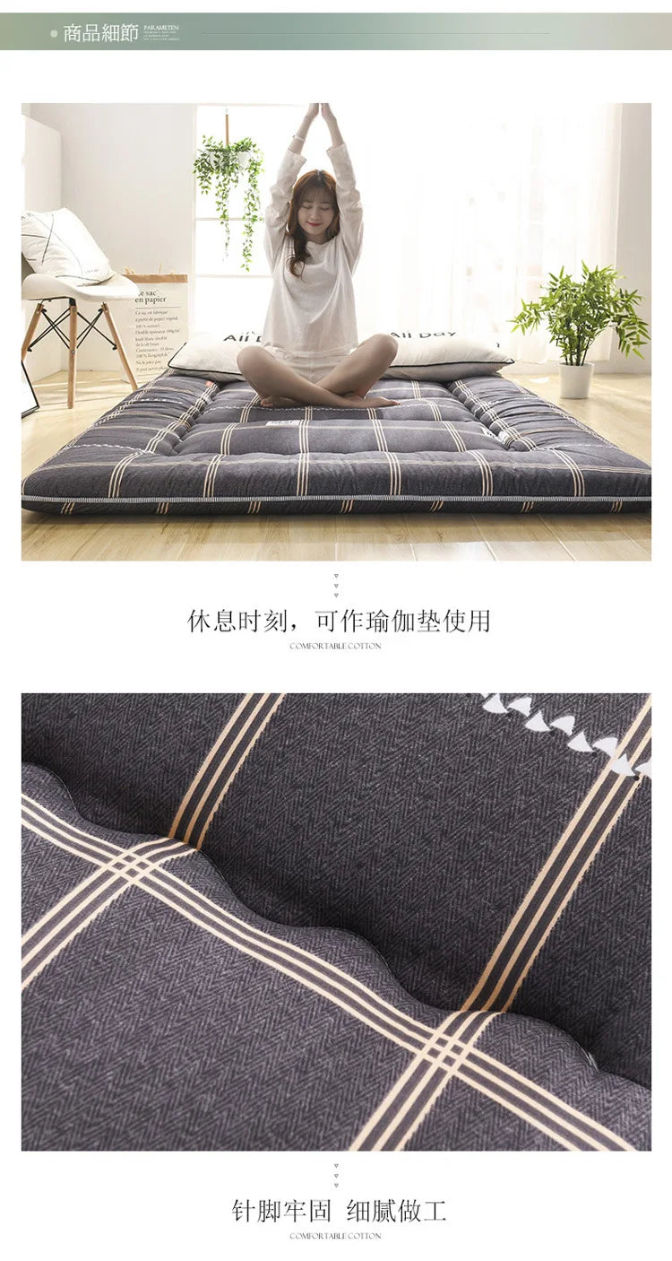 Japanese Style Thick Mattress – Student Dormitory Tatami, Single & Double, Foldable Floor Mattress