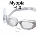 Myopia Swim Goggles for Adults – Anti-Fog HD Vision, Interchangeable Nose Bridges, Prescription -1.5 to -6.0