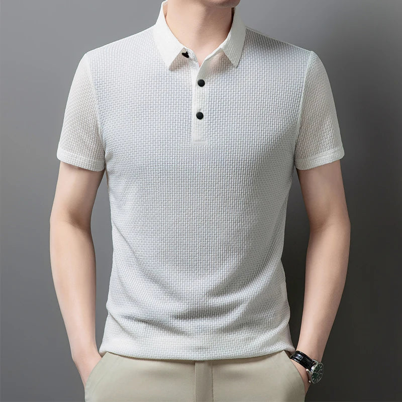 Men's Bone Flower Print Polo Shirt — Graphic Short Sleeve Casual Polo