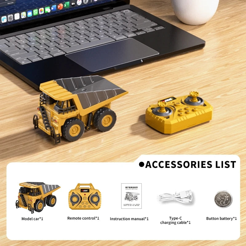 1:64 Mini RC Crane & Forklift 2-in-1 – Bluetooth Alloy Toy Car with Trailer