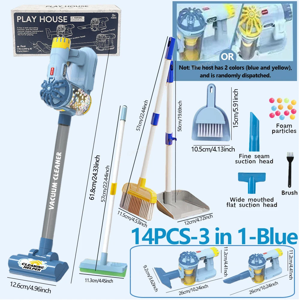 Kids Electric Vacuum Cleaner Toy Set – Simulation Housekeeping Role Play Educational Toy for Toddlers
