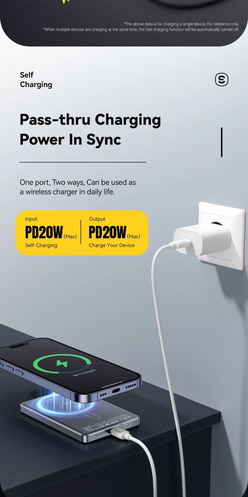 Essager Slim Wireless Power Bank — Magnetic MagSafe Compatible Portable Charger