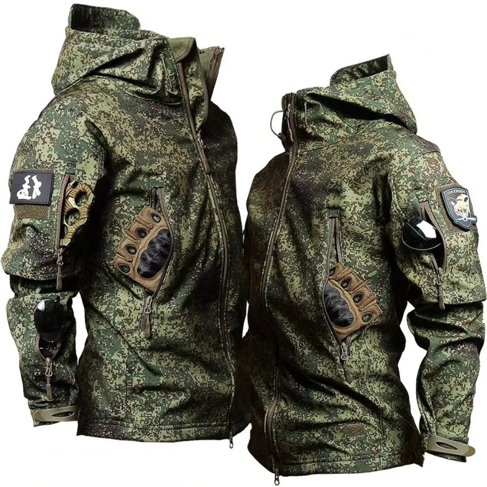 Men's Camo Waterproof Tactical Jacket & Fleece Pants Set – Winter Hunting Outdoor 2-Piece