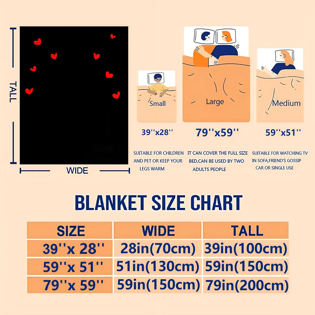 Heart Print Flannel Throw Blanket – Super Soft Plush Love Print for Bed, Sofa & Travel