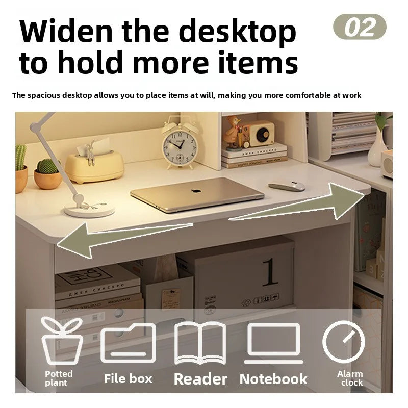 Bookshelf Integrated Computer Desk — Modern Minimalist MDF Student Writing Desk, Multiple Sizes & Finishes
