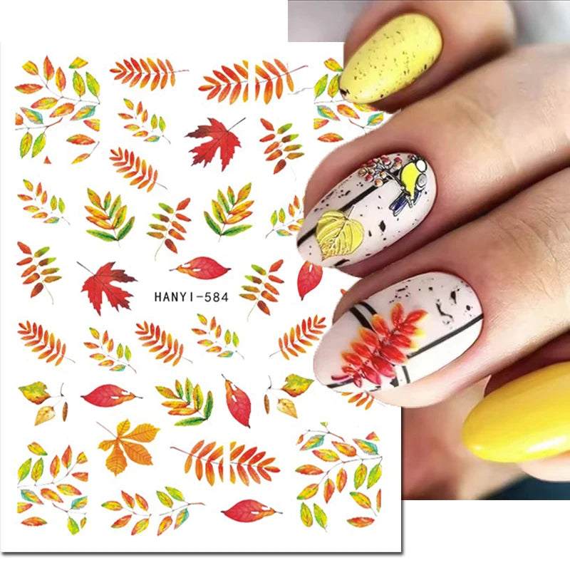 3D Summer Tropical Nail Art Sticker Decals — Palms, Butterflies & Flowers