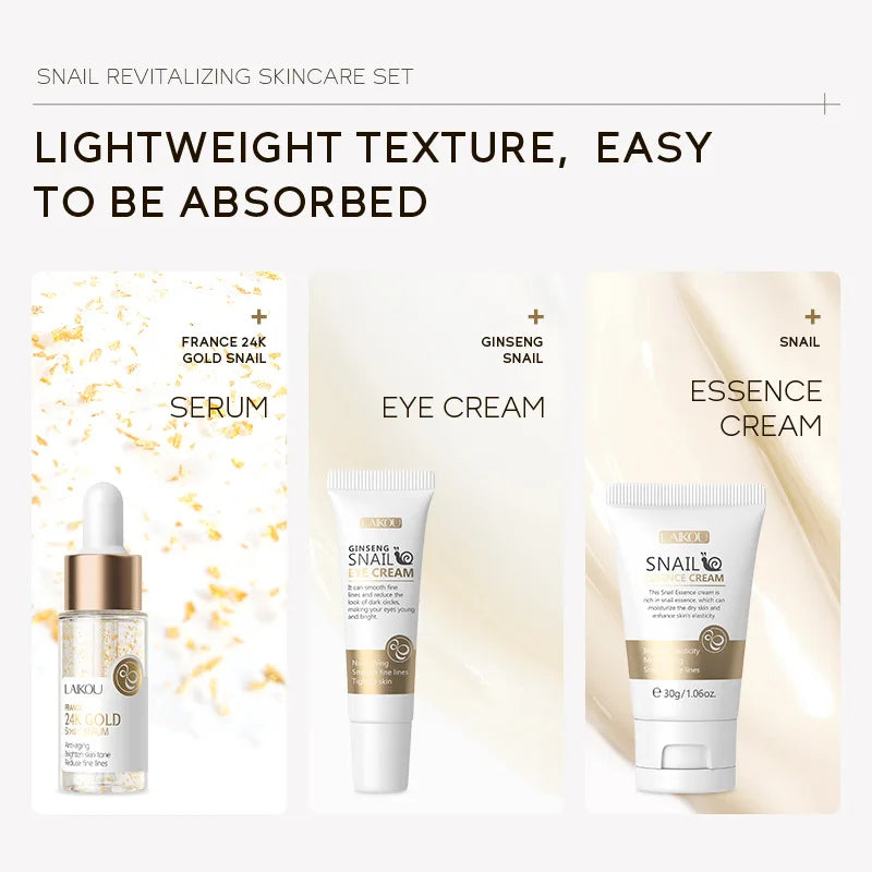 LAIKOU 3-Piece Skin Care Set – Face Cream, Serum & Eye Cream | Moisturizing Anti-Wrinkle Kit