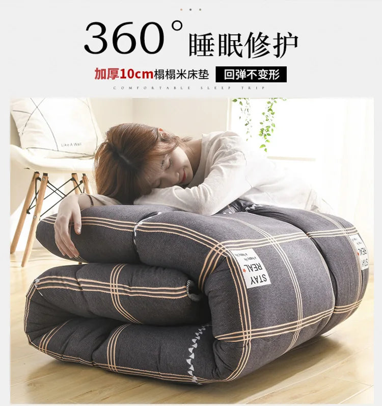 Japanese Style Thick Mattress – Student Dormitory Tatami, Single & Double, Foldable Floor Mattress