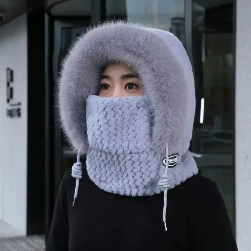 Women's Plush Winter Hood with Face and Neck Cover