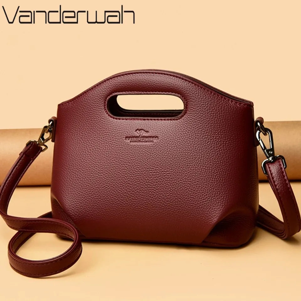 VANDERWAH Luxury Microfiber Leather Flap Shoulder Bag – Small Casual Tote Handbag for Women