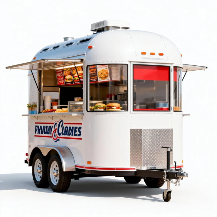 Small Round Mobile Catering Trailer — Street Breakfast Food Cart Truck