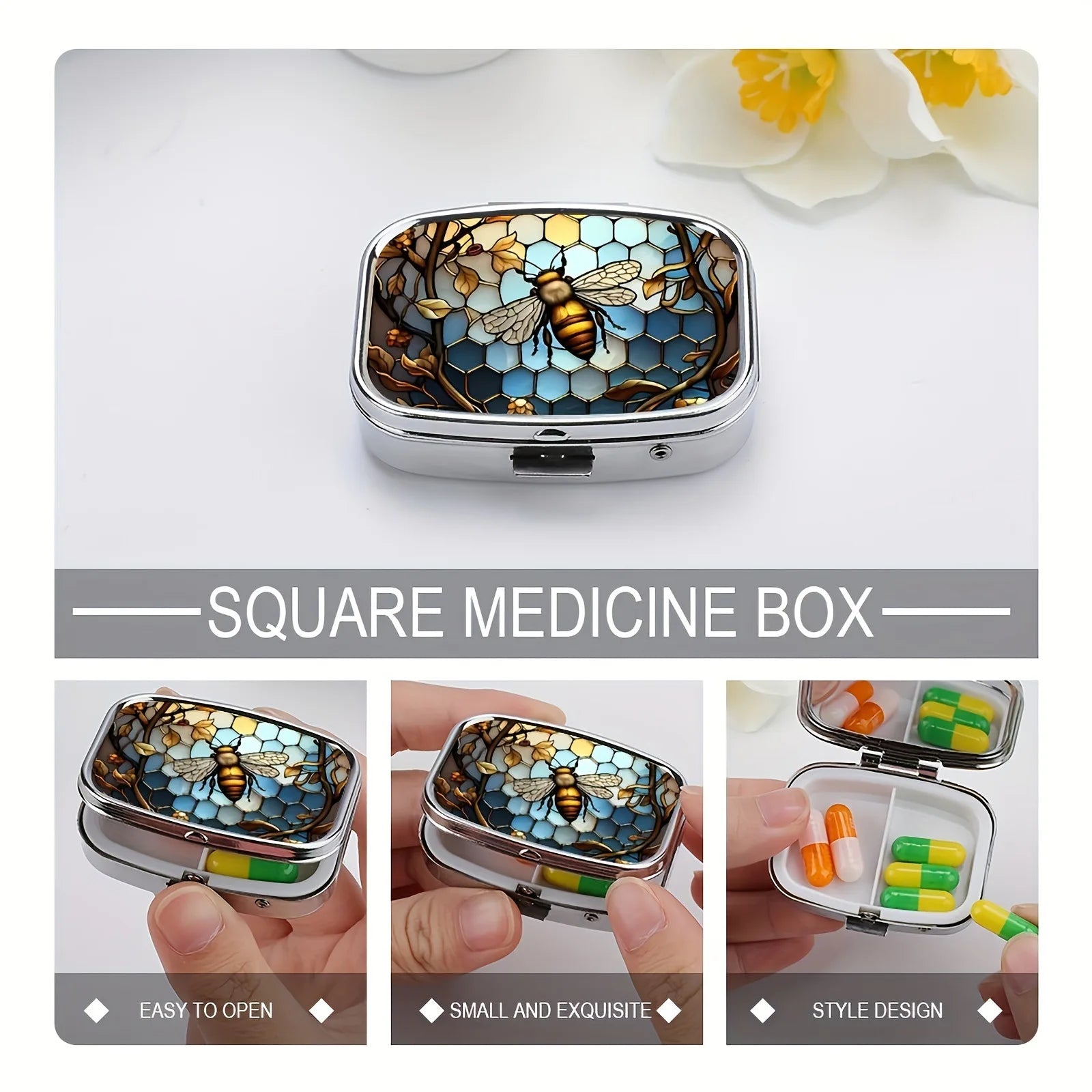 Colorful Metal Pill & Jewelry Organizer Box