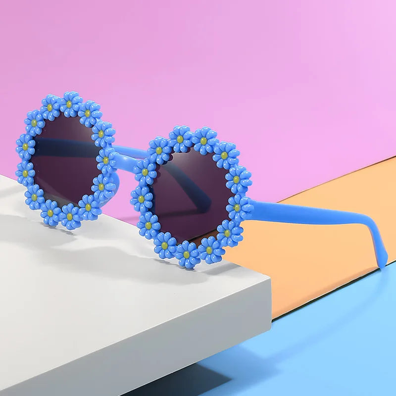 Kids Round Flower Daisy Sunglasses | Cute UV Protection Outdoor Party Shades for Children
