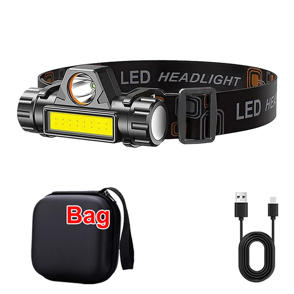 Rechargeable COB LED Magnetic Headlamp — Wide-Beam Work Light with Hands-Free Wear