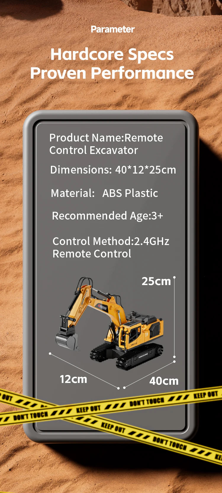 14-Channel 3-in-1 RC Excavator with Mist Spray – Alloy Remote Control Construction Truck