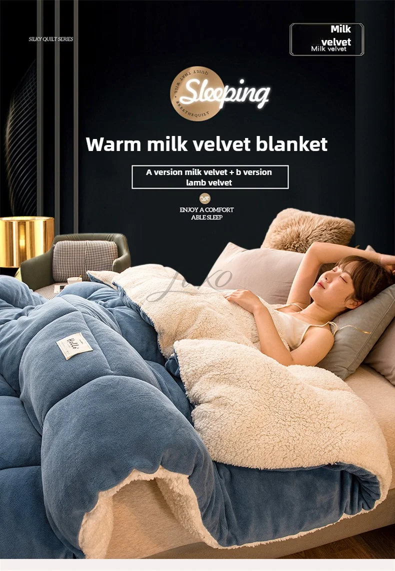 Thick Winter Fleece Blanket – Plush Faux Lamb Comfort