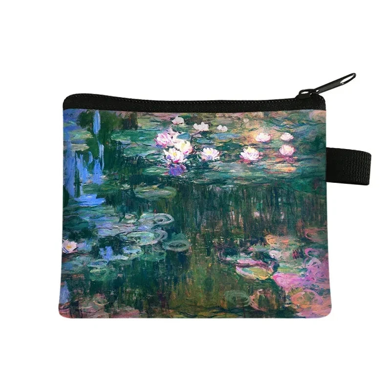 Vintage Oil Painting Floral Coin Purse Mini Clutch Wallet – Bohemian Nylon Organizer Wallet for Women