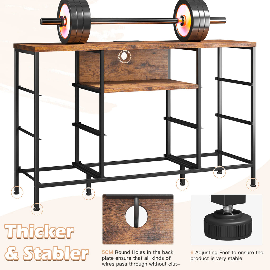 8-Drawer Media Dresser with LED Lighting & Built-In Charging Station — Fabric Storage Cabinet for 55" TVs