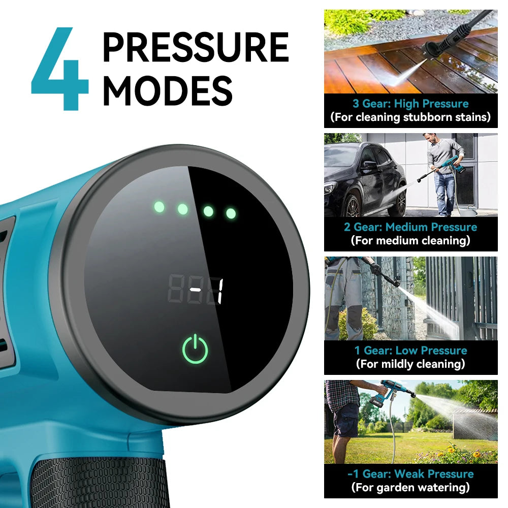 250 Bar Brushless Cordless Pressure Washer – 4 Gears, 6-in-1, Makita 18V Compatible