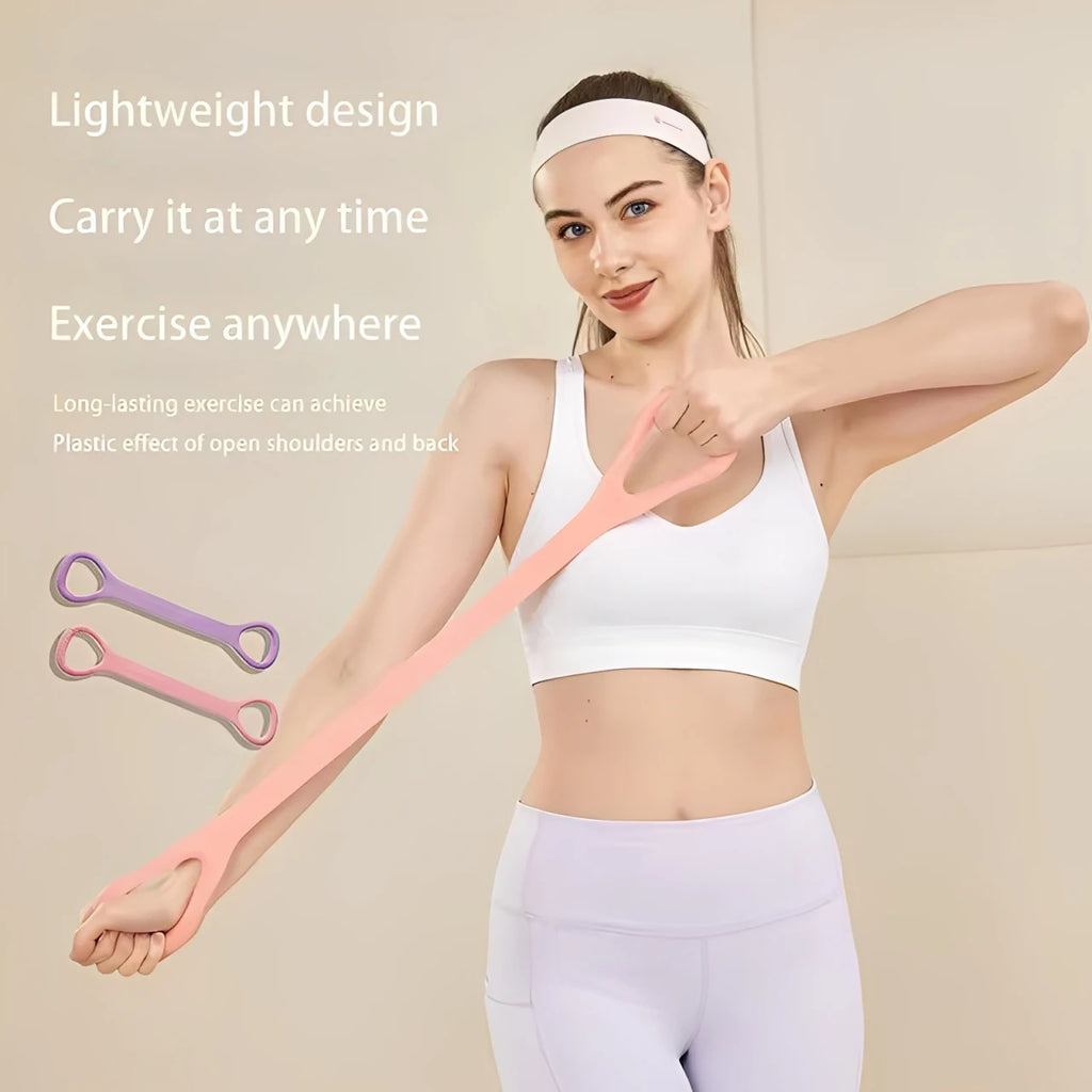 8-Shape Elastic Back & Shoulder Stretching Band – Open Shoulder Posture Corrector & Back Shaping Tool for Home Fitness