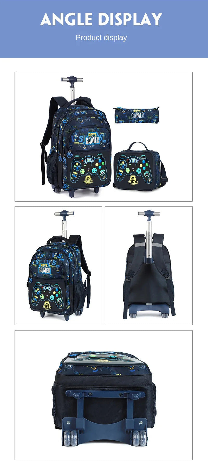 Rolling School Backpack – Boys Wheeled Book Bag