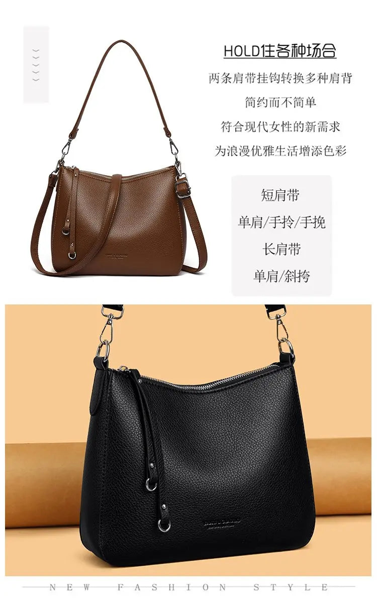 Luxury PU Letter Detail Shoulder Crossbody Tote Bag – Large Capacity Messenger Handbag for Women