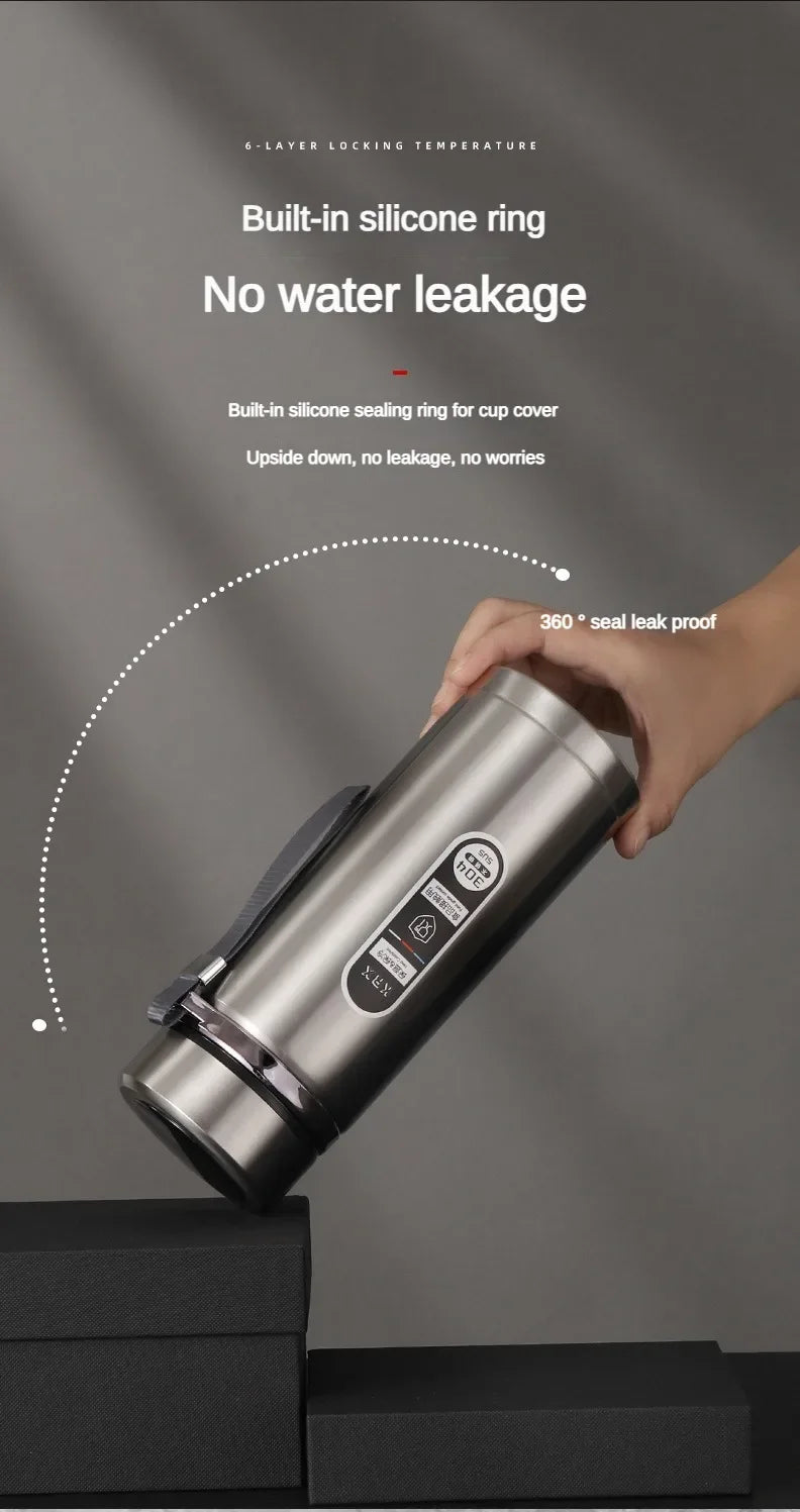 Stainless Steel Thermos Bottle with LED Temperature Display – 500ml–1L Vacuum Flask