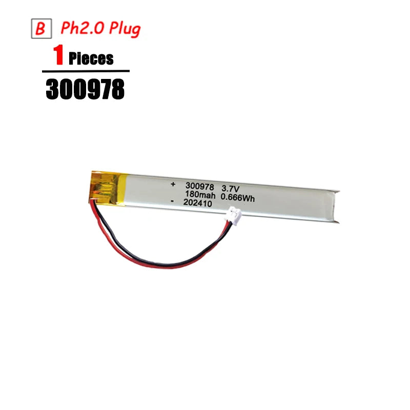 3.7V LiPo Rechargeable Battery – PH2.0 Plug for GPS, Bluetooth Speaker, PS4, Humidifier & MP3/MP4