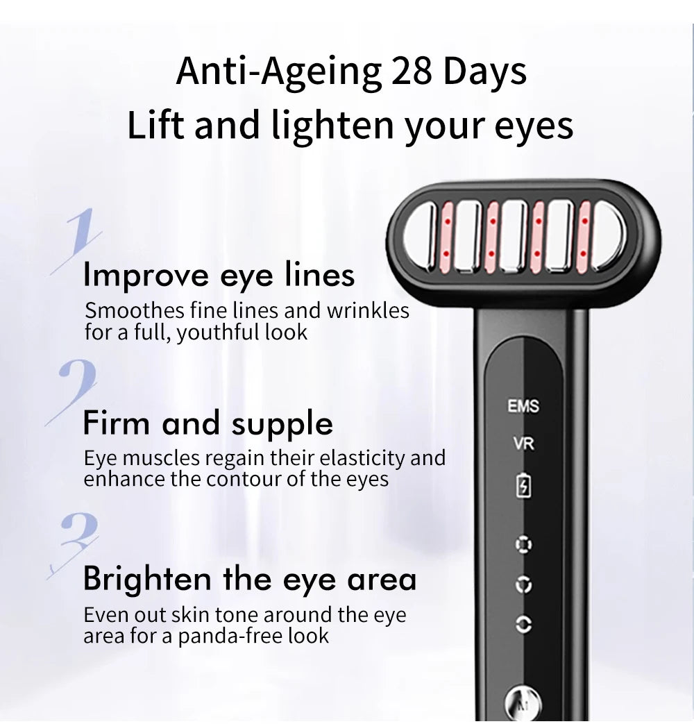 miitina Red Light Eye & Neck Massager Wand – EMS Anti-Wrinkle, Dark Circle & Skin Tightening Beauty Device