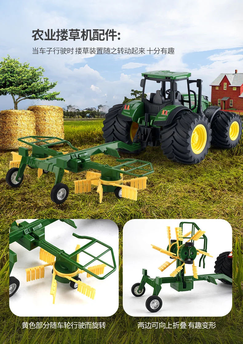 Farm Tractor Toy with Trailer & Accessories – Simulation Farmer Vehicle Set for Kids