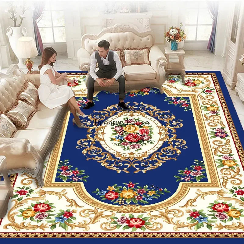 European Luxury Large Area Rug – Washable Non-Slip Carpet for Living Room & Bedroom