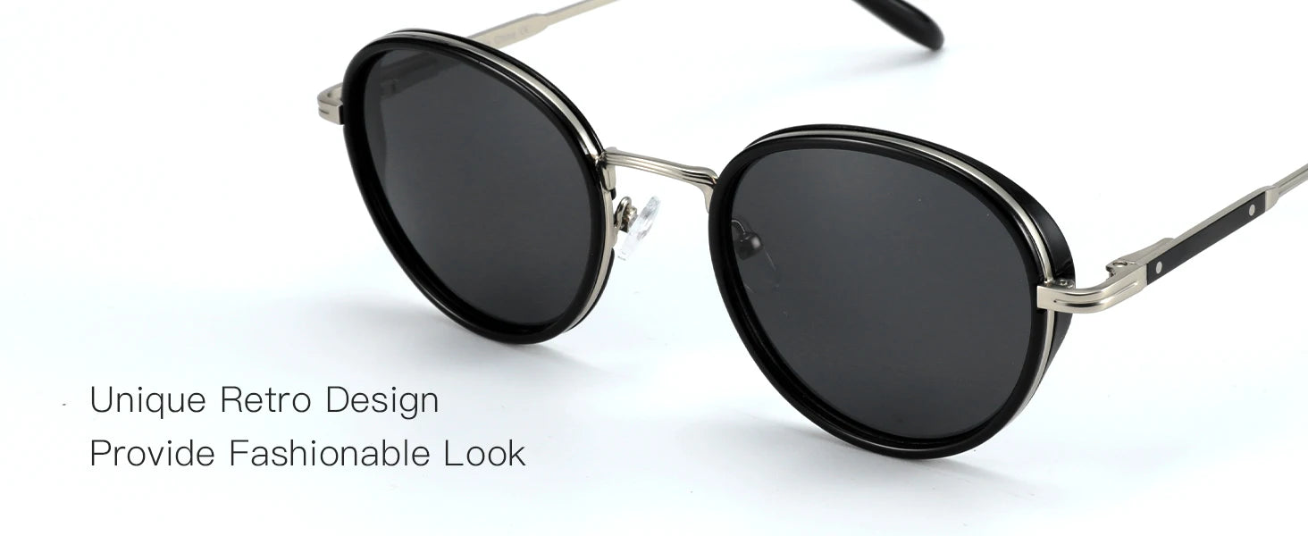 ZENOTTIC Steampunk Round Polarized Sunglasses | Mirror Vintage Shades UV400 for Men & Women