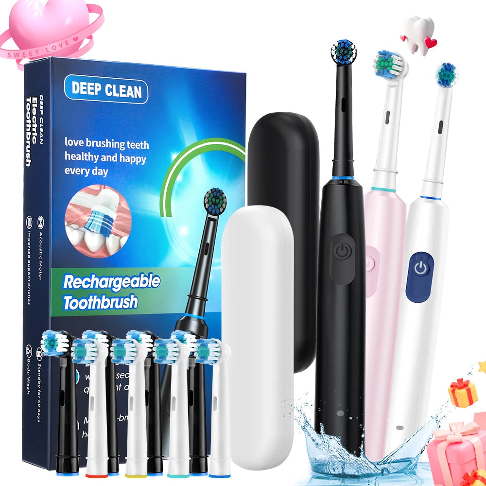 Ms.Dear Rotating Electric Toothbrush – 5 Modes, IP67 Waterproof, 30-Day Battery, 4 Brush Heads
