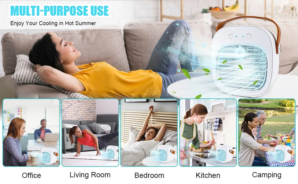Portable Rechargeable Air Conditioner — Cordless Mini AC Cooling Fan for Room, Camping & Personal Use