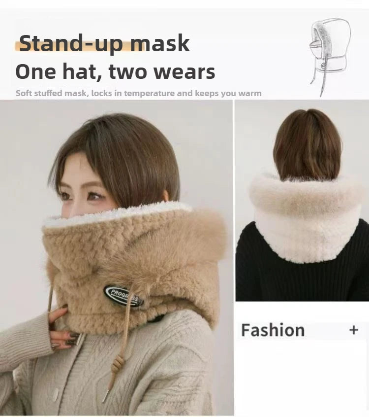 Women's Plush Winter Hood with Face and Neck Cover
