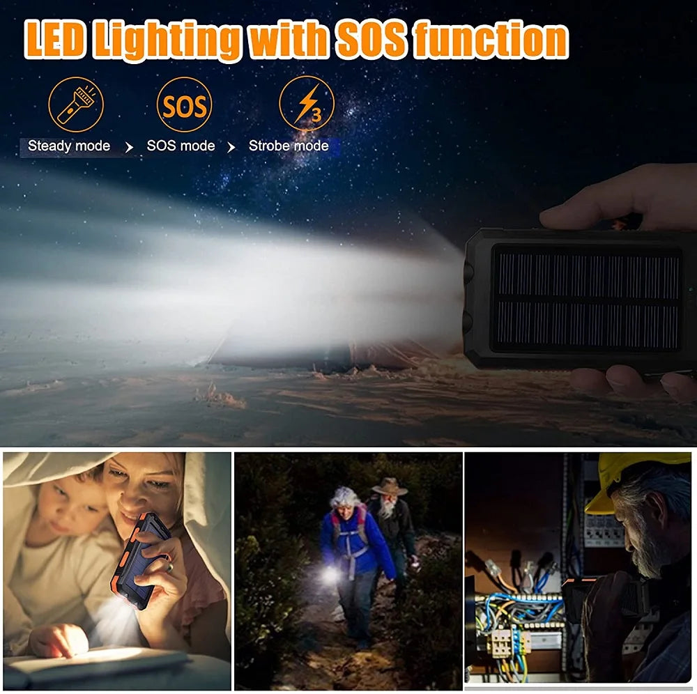 Solar Power Bank 80000mAh — Portable Outdoor Charger with Solar Panel