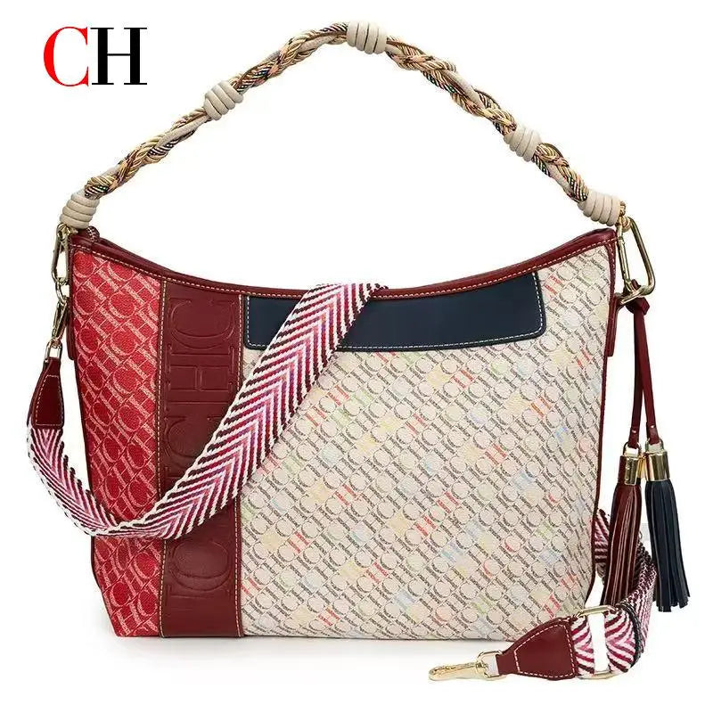 CHCH Women's Tote Bag 2025 New Splicing Design Dual purpose Shoulder Bag Large Capacity Commuter Women's Bag