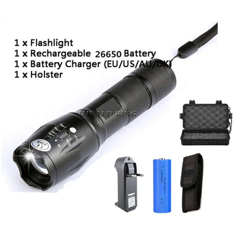 XM-L2 10000LM Zoomable CREE LED Flashlight – Waterproof Tactical Torch for 18650/26650