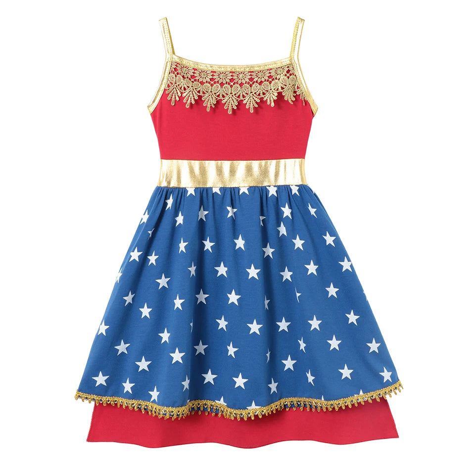 Girls' Princess Costume Dress – Mermaid & Rapunzel One-Shoulder Short Sleeve Summer Casual Vest