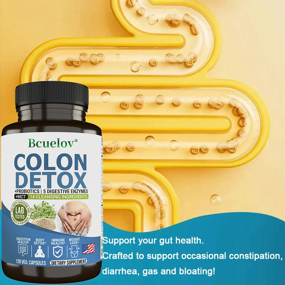 Colon Cleanser Detox Supplement – Bowel Cleansing with Psyllium Husk & Probiotics
